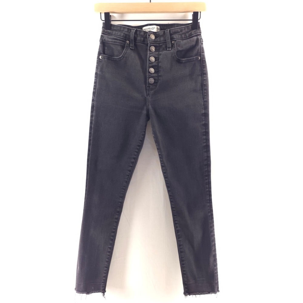 Abercrombie & Fitch Womens Jeans Super Skinny Ankle 27/4R‎ Button Fly Raw Hem